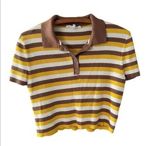 Madden NYC Striped Polo Crop Top XL(15-17)